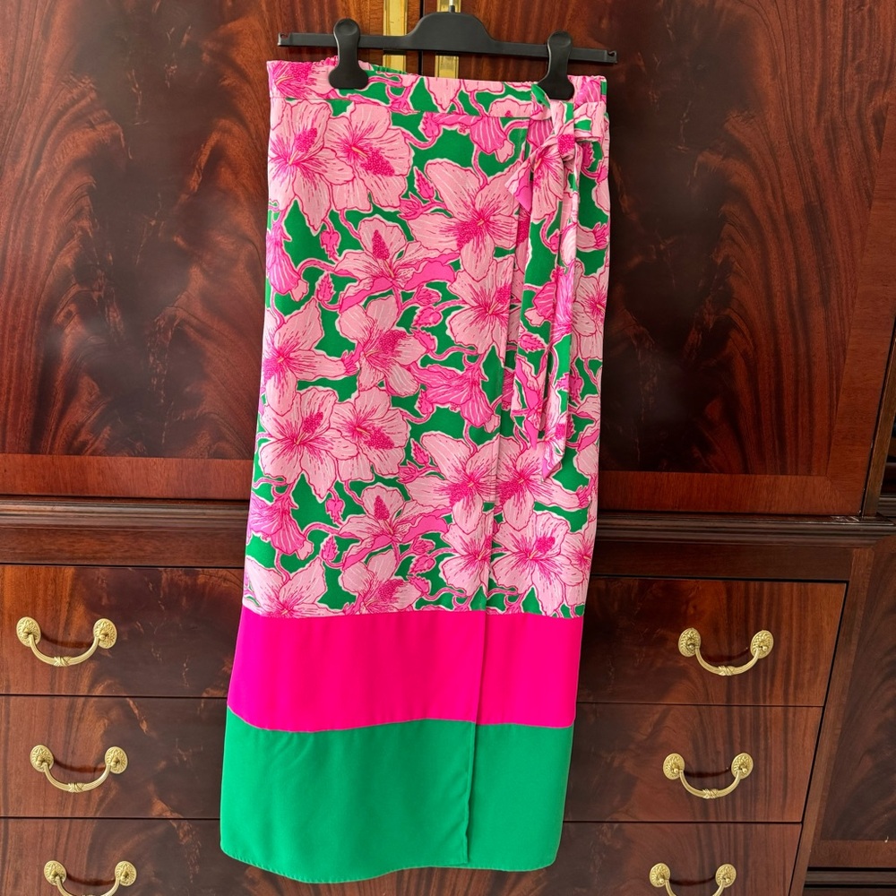 Lilly Pulitzer Leif Maxi Set Hibis Kiss Pink Green Size 8 - Picture 12 of 16
